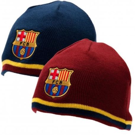 Pletená čepice FC Barcelona - oboustranná